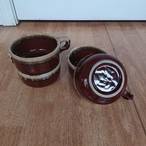 Pottery Western Stoneware soup mugs bowls vintage drip ware